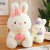 Lapin Mignon Tenant Fleur poupée Lapin Peluche Jouet Peluche Animal Coussin Oreiller décoré Kawaii Cadeau d’Anniversaire aux 