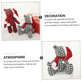 ABOOFAN 2 Pièces Ours À Carreaux Ours De Noël en Vrac Petits Animaux en Peluche en Vrac Ours en Peluche De Noël Animaux en Pe