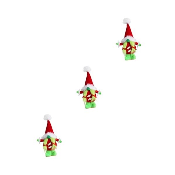 Totority 3 Pcs Vert Poupée sans Visage Ornements De Noël Cadeaux De Noël Décor De Bureau Fait À La Main en Peluche GNOME De N