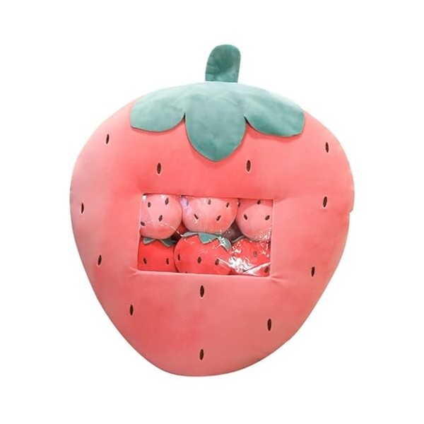 Ermano Peluche 1 Fruit Snacks végétaux Peluche Jouet Fraise Oreiller avec de Petites Boules de Dessins animés Peluche Fruits