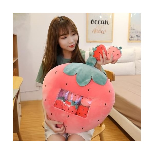 Ermano Peluche 1 Fruit Snacks végétaux Peluche Jouet Fraise Oreiller avec de Petites Boules de Dessins animés Peluche Fruits