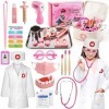 Tigerhu 32 Pièces Malette Docteur Enfant Jouet avec Déguisement de Docteur, Kit Medecin Outils Stetoscope, Rôle Jouets du Doc