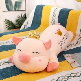EacTEL Géant Couronne Cochon Peluche Jouet Enfants Doux Bande Dessinée Oreiller De Couchage Mignon Cochon Poupée Fille Annive