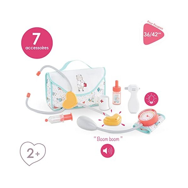 Corolle - Grand Coffret Docteur Corail, 7 accessoires, pour Poupon 36 et 42 cm, dès 2 ans, 9000141050