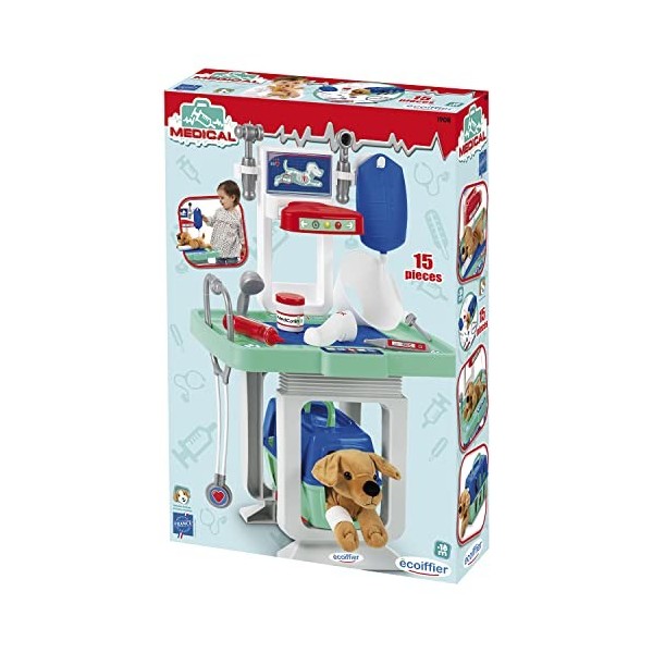 Jouets Ecoiffier - 1908 - Le Centre Vétérinaire Vendu avec Peluche – Jeu Dimitation – Dès 18 Mois – Fabriqué en France