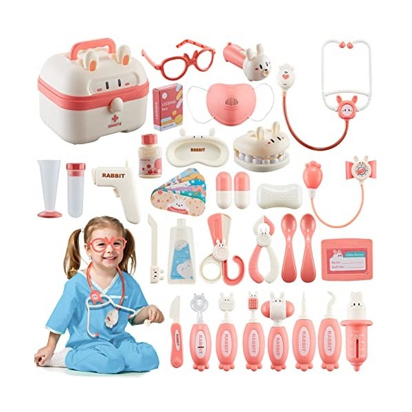 Malette Docteur Enfant 3 Ans,Jouet Enfant 3 Ans Fille,Jeu dimitation Cadeau pour Fille Garçon Enfant…