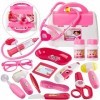 BUYGER Malette Docteur Enfant Rose Jouet Medecin Outils avec Stéthoscope, Jeu dimitation Cadeau pour Fille et Garcon 3 4 5 A