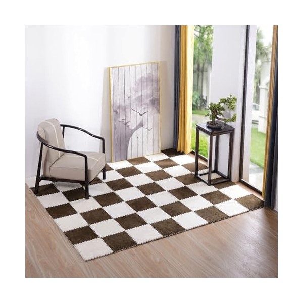 Tapis De Sol Emboîtable en Mousse Peluche 12 Pièces, Dalles De Moquette Carrées Colorées, Tapis De Sol Moelleux, Tapis De Jeu
