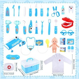 LIHAO Jouet Mallette Docteur Jeu dimitation pour Enfant Kit dAccessoire Médicale Cadeau pour Fille et Garcon
