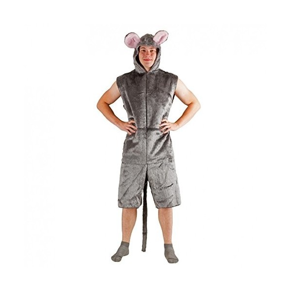 Krause & Sohn Costume Gris Souris en Peluche Courte Salopette Carnaval Animal Costumes Adulte S/M 