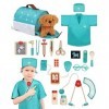 Lehoo Castle Malette Docteur Enfant, Vétérinaire Enfant en Bois, Malette Docteur avec Chien la Peluche, Docteur avec Robe de 