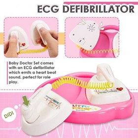 BUYGER Malette Docteur Enfant Jouet avec Deguisement Medecin Civière Dhôpital Poupée, Jeu dimitation Cadeau Educatif pour F