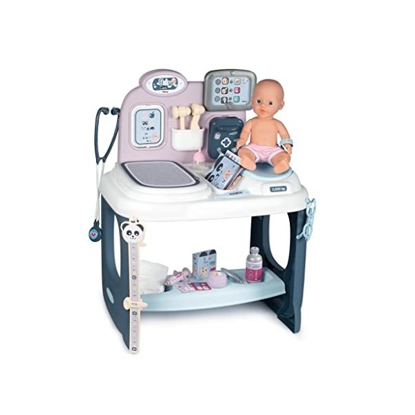 Smoby - Baby Care - Centre de Soins - Pour Poupons et Poupées - Tablette Electronique + 1 Poupon Fonction Pipi Inclus - 28 Ac