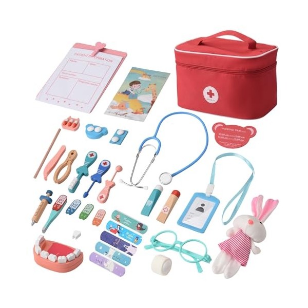 Vusddy Malette Docteur Enfant, Jeu De Rôle De Médecin,Jeu DImitation De Médecin,Dentiste Docteur Jouet,avec Stéthoscope Ther