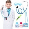 Tacobear 7 pièces Deguisement Docteur pour Enfant Jeu dimitation Docteur Kit de Jouet Médecin Malette de Docteur avec Séring