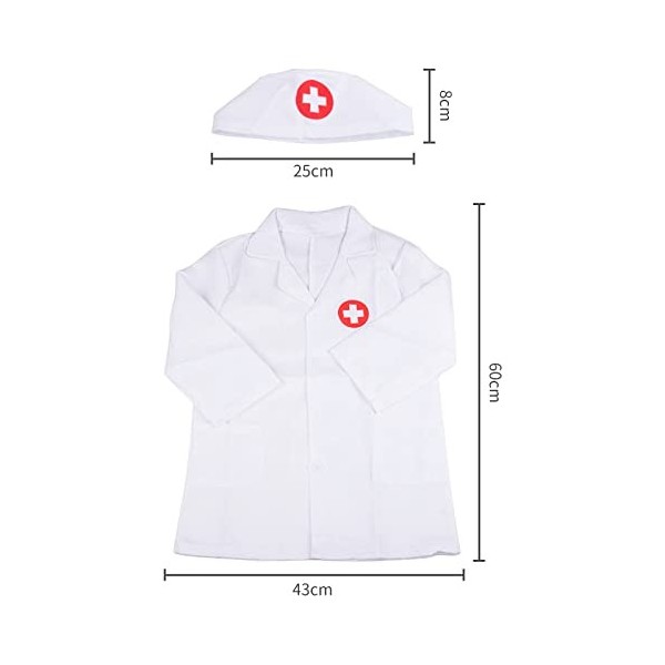 HENGBIRD 4 Pièces Deguisement Docteur Enfant Costume Jeux Enfant Docteur Set Docteur Enfant, Lab Coat Infirmière Tablier Chap