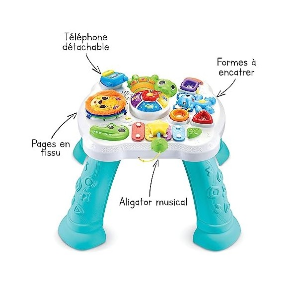 VTech - Table d’Activités Sensorielle des P’tits Loulous, Table Multi-Jeux dÉveil Bébé, Jouet dActivité et de Développement