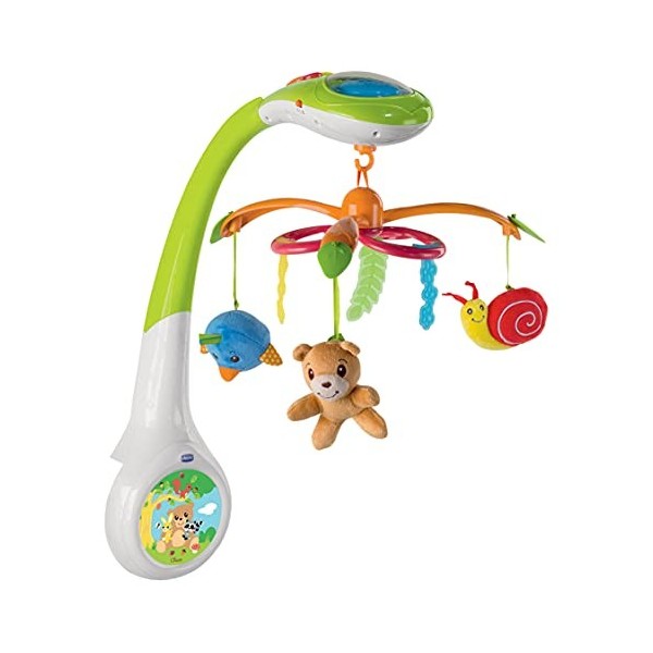 Chicco Mobile Projecteur de la forêt Musical pour Lit Bébé avec Projecteur Lumineux, Boîte Musical et Veilleuse, avec 3 Jouet