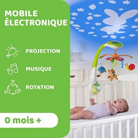 Chicco Mobile Projecteur de la forêt Musical pour Lit Bébé avec Projecteur Lumineux, Boîte Musical et Veilleuse, avec 3 Jouet