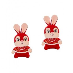 ibasenice 2 Pièces Poupée Lapin du Nouvel an Peluche en Coton Peluche Année du Lapin Peluche Zodiaque Chinois Jouet en Peluch