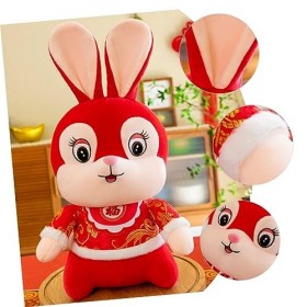 ibasenice 2 Pièces Poupée Lapin du Nouvel an Peluche en Coton Peluche Année du Lapin Peluche Zodiaque Chinois Jouet en Peluch