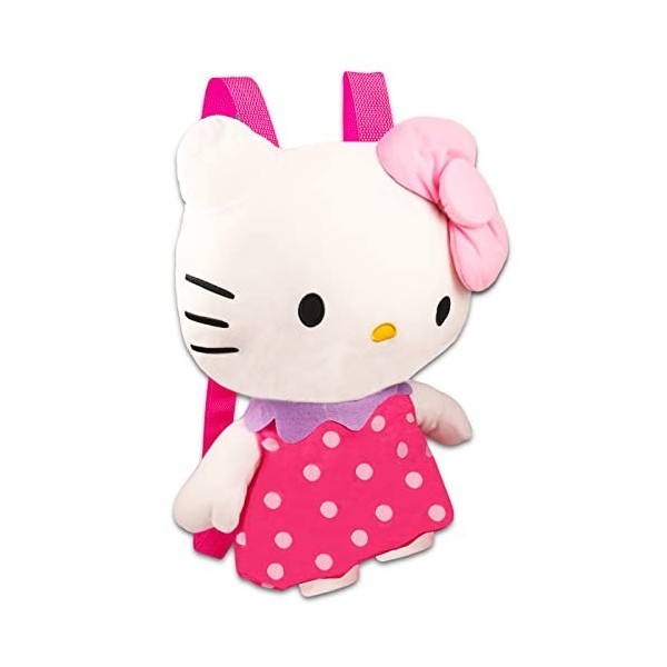 Hello Kitty Sac à dos en peluche pour filles – Ensemble cadeau Hello Kitty avec peluche Hello Kitty avec sangles réglables, t