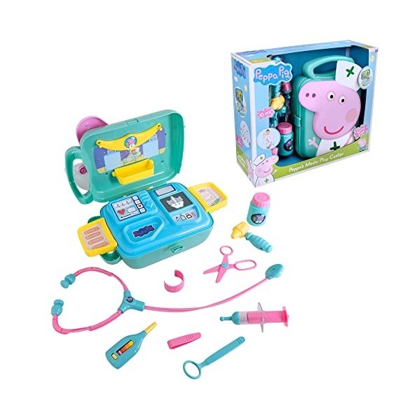 Peppa Pigs Medic Kit de Centre de Jeu | Comprend Plus de 10 Accessoires avec étui de Transport | Kit de médecin pour Enfants