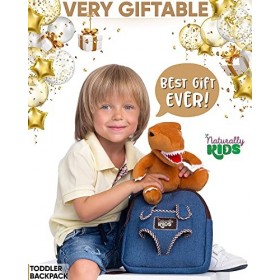 Naturally KIDS Très Petit Dinosaur Sac à Dos – Jouets Dinosaure pour Enfants à partir de 2 Ans – Sac à Dos avec Velours Peluc