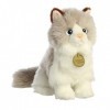 Aurora® Adorable chat en peluche Miyoni® Ragdoll – Détails réalistes – Compagnon chéri – Blanc 22,9 cm