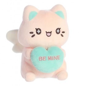 Aurora® Enchanting Tasty Peach® Candy Heart Meowchi assis en peluche – Design lumineux et coloré – Pièce maîtresse en peluche