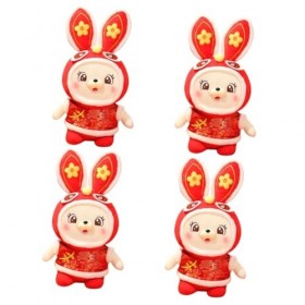 Toyvian 4 Pièces Mascotte De Lannée du Lapin Chiffre De Lannée du Lapin 2023 Zodiaque Lapin Chinois Poupée en Peluche Lapin