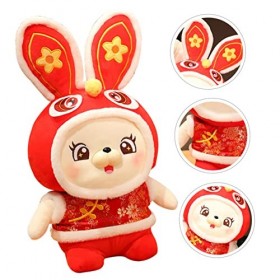 Toyvian 4 Pièces Mascotte De Lannée du Lapin Chiffre De Lannée du Lapin 2023 Zodiaque Lapin Chinois Poupée en Peluche Lapin