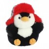 Aurora® Rolly Pet™ Porter Penguin™ Animal en peluche rond – Adorables compagnons – Amusement en déplacement – Noir 14 cm