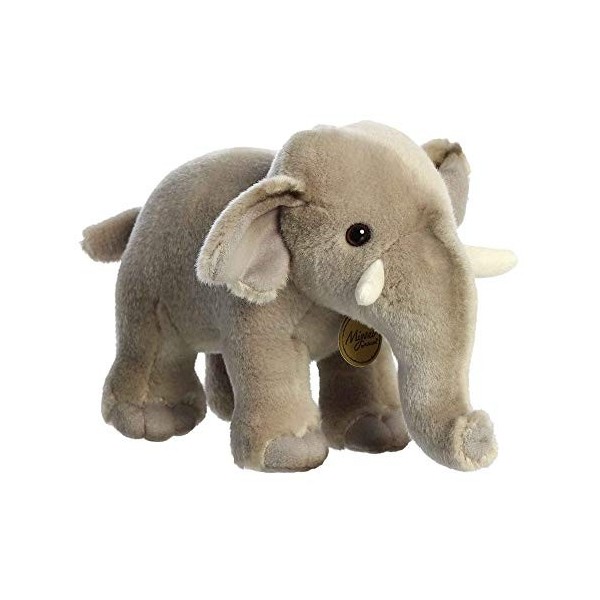 Aurora® Adorable éléphant dAsie Miyoni® - Détails réalistes - Compagnon chéri - Gris - 24,1 cm