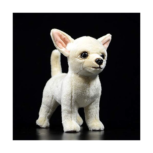 LEUYA Boucles doreilles Chihuahua Chien Mini Chien fourré Peluche Jouet crème Mignon Cadeau pour Enfants Vibrant Animal poup