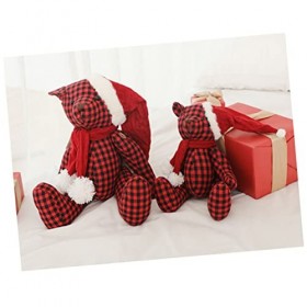 Toyvian 2 Pièces Ours à Carreaux Animal en Peluche De Noël Petits Animaux en Peluche en Vrac Décoration De Noël Ornement dou