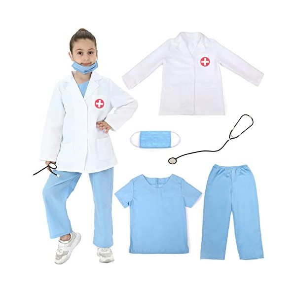 Sincere Party Enfants unisexe docteur jeu de rôle Costume docteur fantaisie habiller ensembles de jeu Style C 3-5 ans