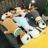 Mignon Schnauzer Chien Vache Girafe Peluche Long Oreiller Doux en Peluche Dessin Animé Animal Poupée Couchage Oreiller Ami Ca