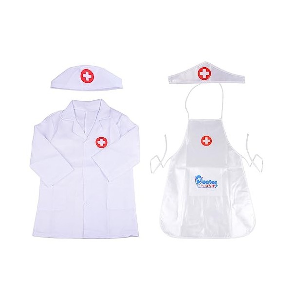 FENYW Blouse de Laboratoire Enfant, Deguisement Docteur Enfant, Costume Jeux Enfant Docteur avec Lab Coat Infirmière Tablier 