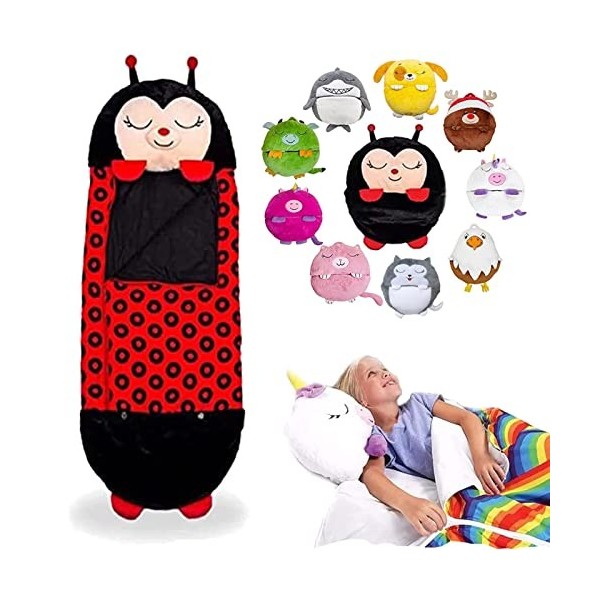 Sac de Couchage Pliable pour Enfants, Sac de Couchage 2 en 1 avec Oreiller, Sacs Couchage Pliable Couchage Peluche Super Doux,160cm - Sport Sac de Couchage Pliable pour Enfants, Sac de Couchage 2 en 1 avec Oreiller, Sacs Couchage Pliable Couchage Peluche Super Doux,160cm - Sport