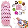 Sac Couchage Enfant avec Oreiller, Sac Couchage 2 en 1 pour Animaux Dessin Animé, Rangement Pliable, Confortable et Doux, pou