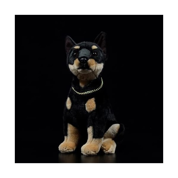 Ermano Peluche 30cm émulation Dubin Filled Peluche Jouet Poil Court Noir Chien Policier poupée modèle réel Animal Cadeau dan