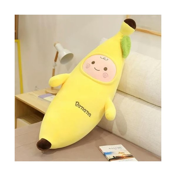 Créatif Souriant Banane Peluche Jouet De Bande Dessinée Plante Fruit Banane Poupée Long Oreiller Décoration D’intérieur Cadea