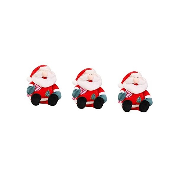 Toyvian 3 Pièces Poupée Père Noël Poupée De Noel en Peluche Jouets en Peluche De Vacances Décoration du Père Noël Peluche en 