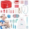 GAGAKU Jouets de dentiste en bois pour enfants 43 pièces pour enfants avec sac de rangement médical, stéthoscope véritable et