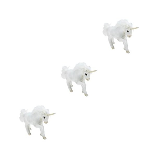 ifundom 3 Pièces Licorne De Simulation Peluche Blanche Jouets De Licorne Poupée en Peluche Animal en Peluche Cadeau De Noël S