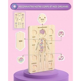 Lehoo Castle Malette Docteur Enfant, Malette Docteur Bois, Docteur Kit avec Puzzle de Organes, Kit de Médecin avec Vêtements 