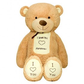 TEDBI Grand Ours en Peluche 160cm | Beige | Geant Nounours gigantesque Ours en Peluche Jouet Coeur Cadeau danniversaire Cade