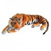 TE-Trend XXL Peluche Tigre Peluche Tigre en Peluche Vrai Fauve couché Jungle Steppe 90 cm Multicolore tigrée