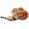 TE-Trend XXL Peluche Tigre Peluche Tigre en Peluche Vrai Fauve couché Jungle Steppe 90 cm Multicolore tigrée